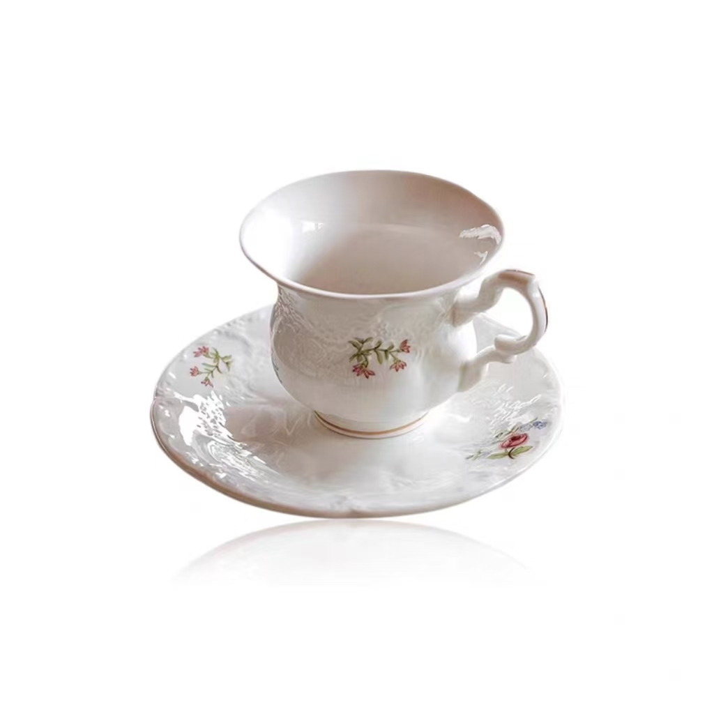 Espresso Cup Saucer - Retro Flower Espresso Cup and Saucer