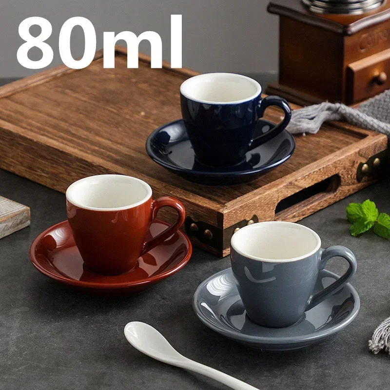 Espresso Cup Saucer - 80ml Ceramic Coffee Cup and Saucer