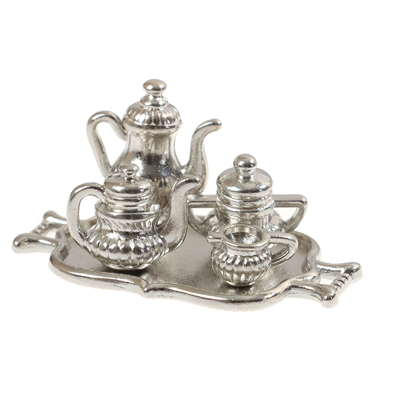 Young Tea Coffee - Dollhouse Miniature Silver Metal Tea Coffee