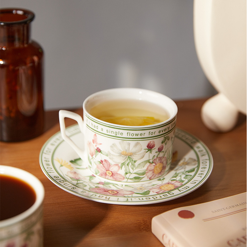 Espresso Cup Saucer - French Retro Style Coffee Cup and