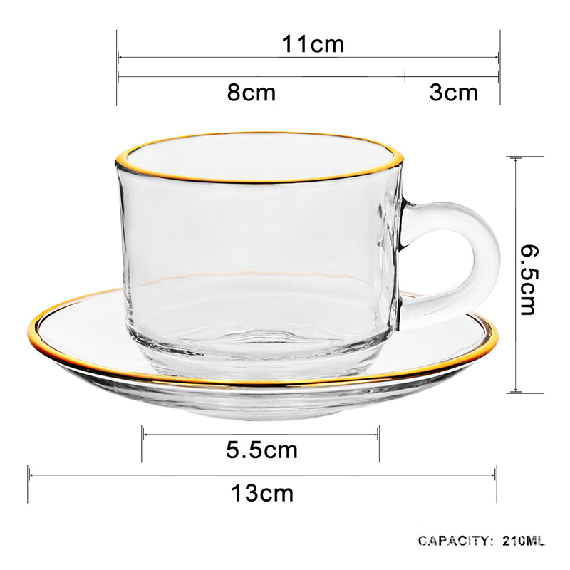 Golden edge Glass Coffee Cups, - Espresso Cup Saucer ulasan dan harga