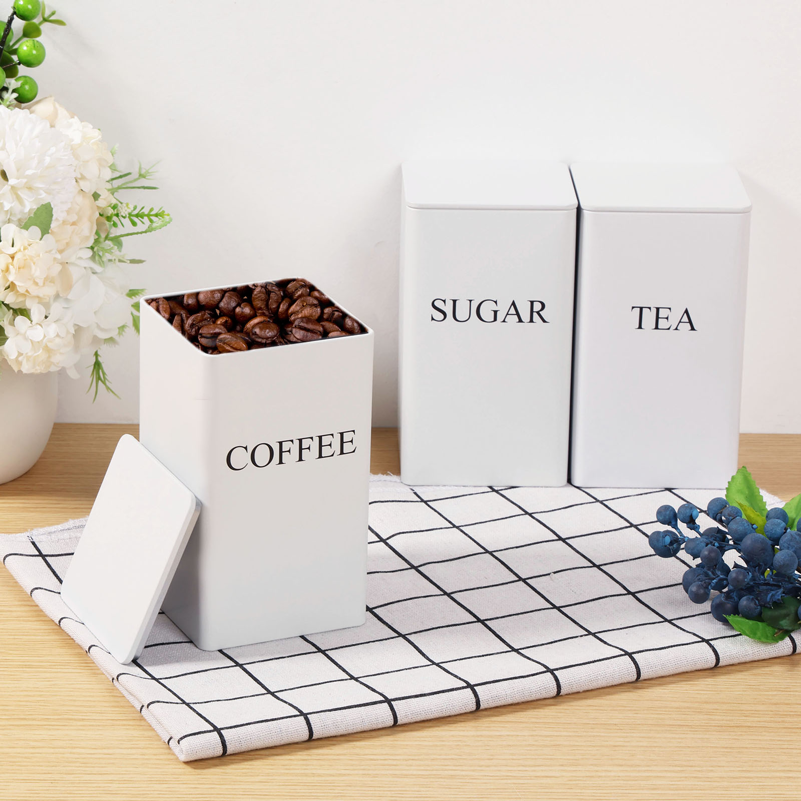 3Pcs Coffee Bean Storage Canis - Coffee Tea Sugar Canister Set ulasan dan harga