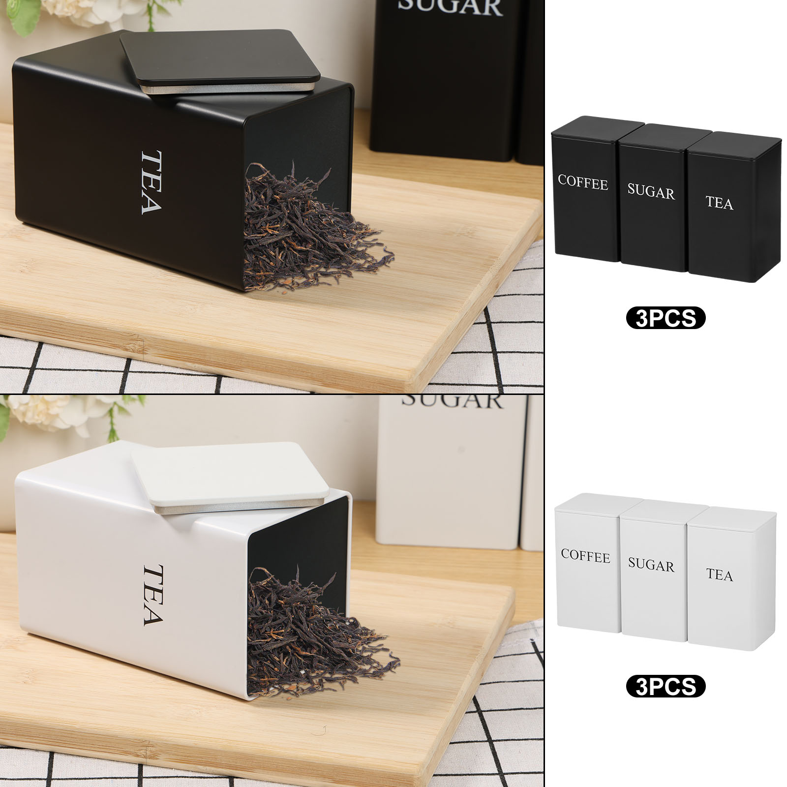 3Pcs Coffee Bean Storage Canis - Coffee Tea Sugar Canister Set ulasan dan harga