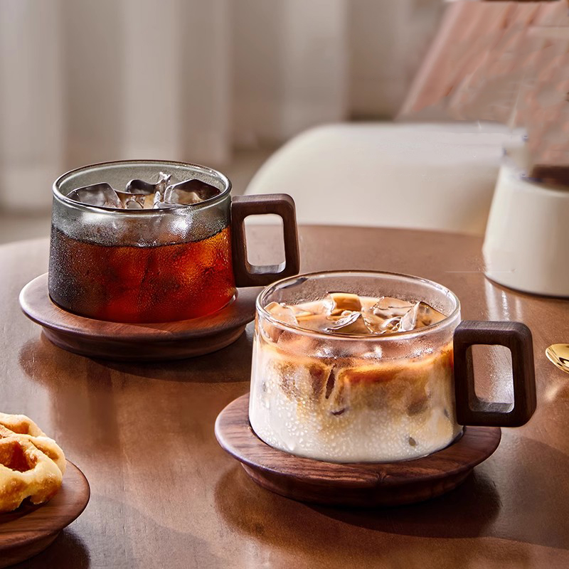 Wood Handle Coffee Mug With Sp - Espresso Cup Saucer ulasan dan harga