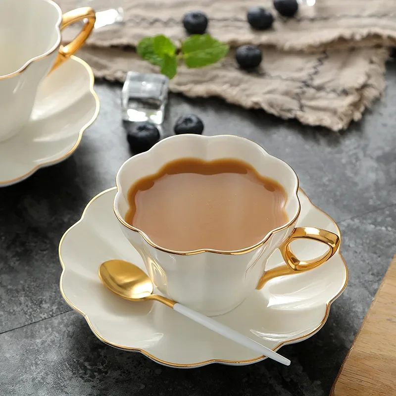 Ceramic Elegant Flower Bone Ch - Espresso Cup Saucer ulasan dan harga