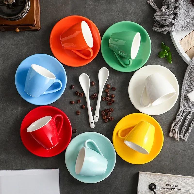 80ml Ceramic Coffee Cup and Sa - Espresso Cup Saucer ulasan dan harga