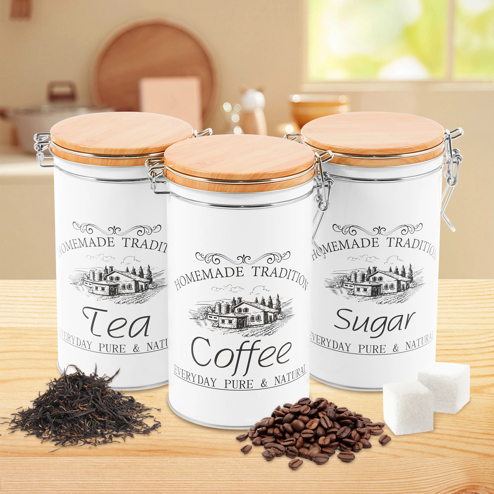 3Pcs/Set Tea Coffee Sugar Cani - Coffee Tea Sugar Canister Set ulasan dan harga