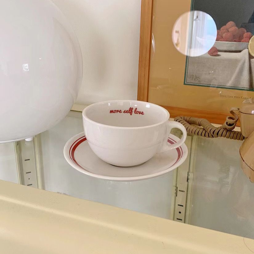 Korea Letters Coffee Cup Sauce - Espresso Cup Saucer ulasan dan harga