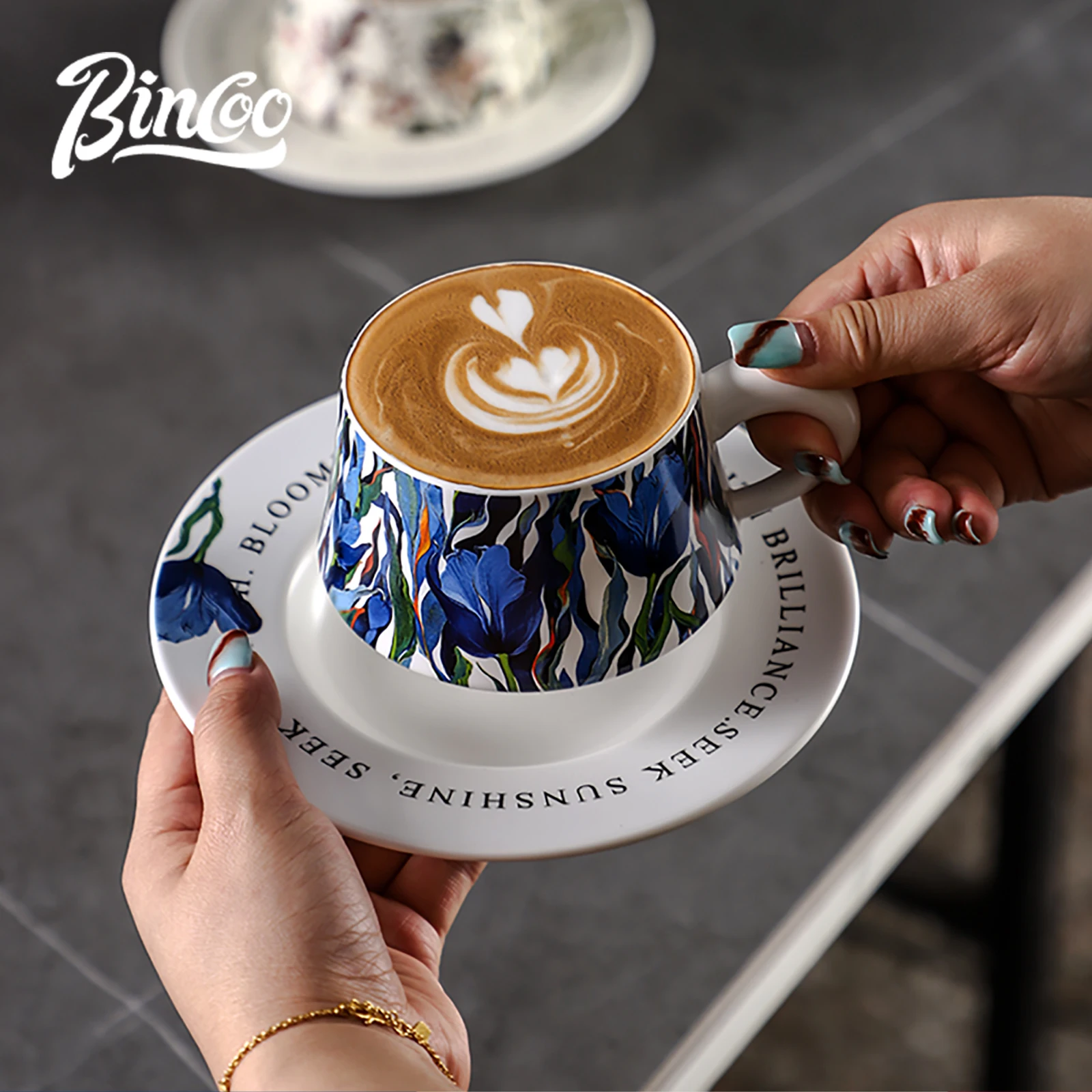 BINCOO 260ml Ceramic Coffee Cu - Espresso Cup Saucer ulasan dan harga