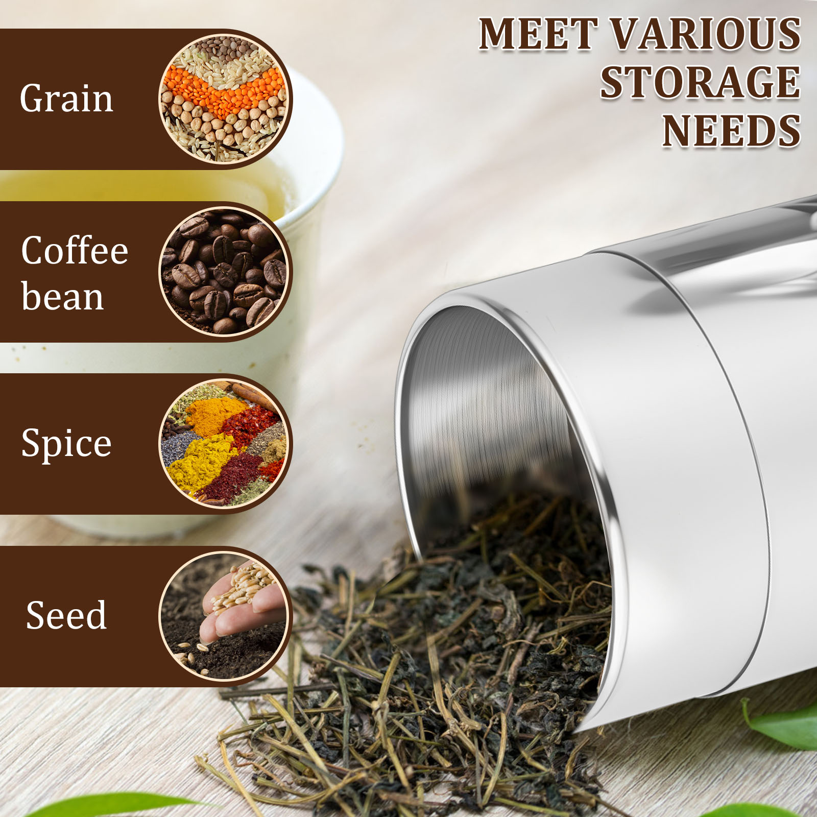 Stainless Steel Tea Leaf Tins  - Coffee Tea Leaf And Bean ulasan dan harga