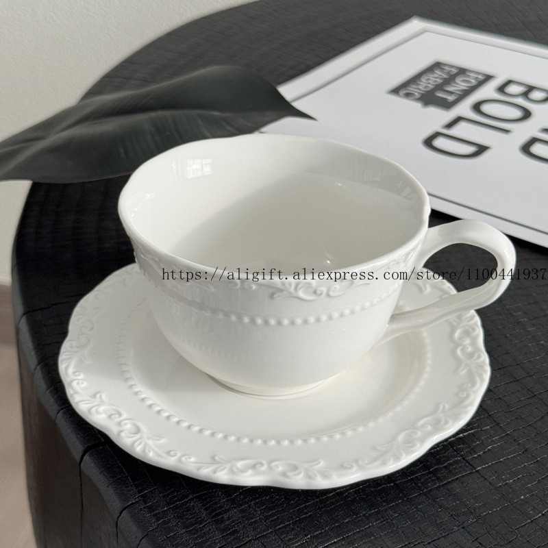 French Light Luxury Embossed F - Espresso Cup Saucer ulasan dan harga