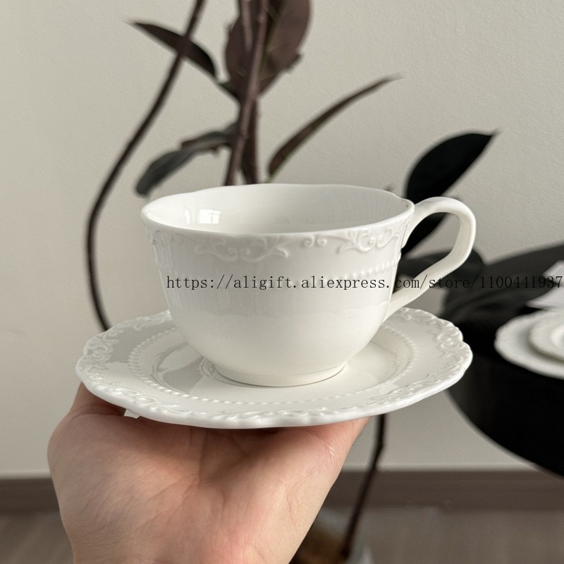 French Light Luxury Embossed F - Espresso Cup Saucer ulasan dan harga