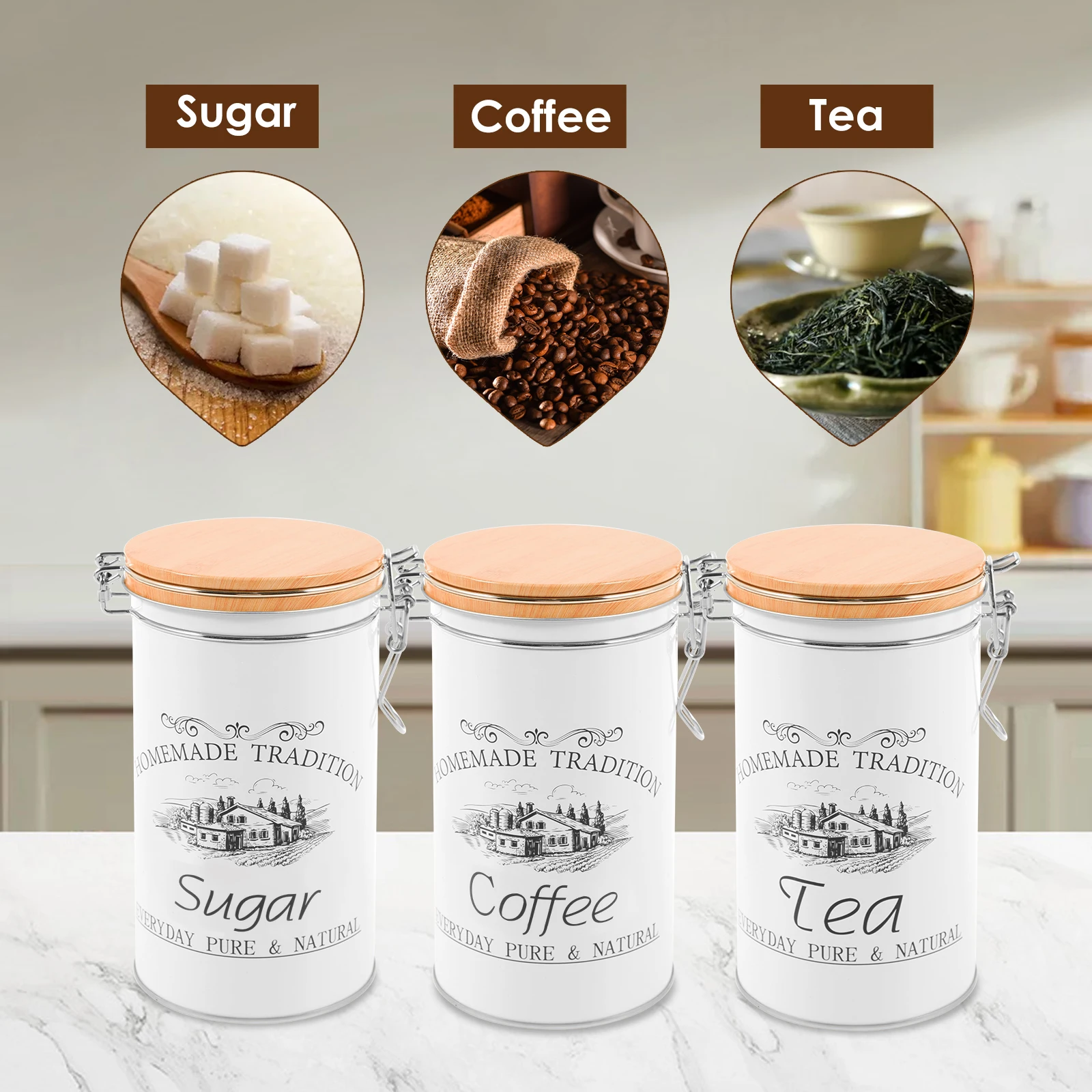 3Pcs/Set Tea Coffee Sugar Cani - Coffee Tea Sugar Canister Set ulasan dan harga
