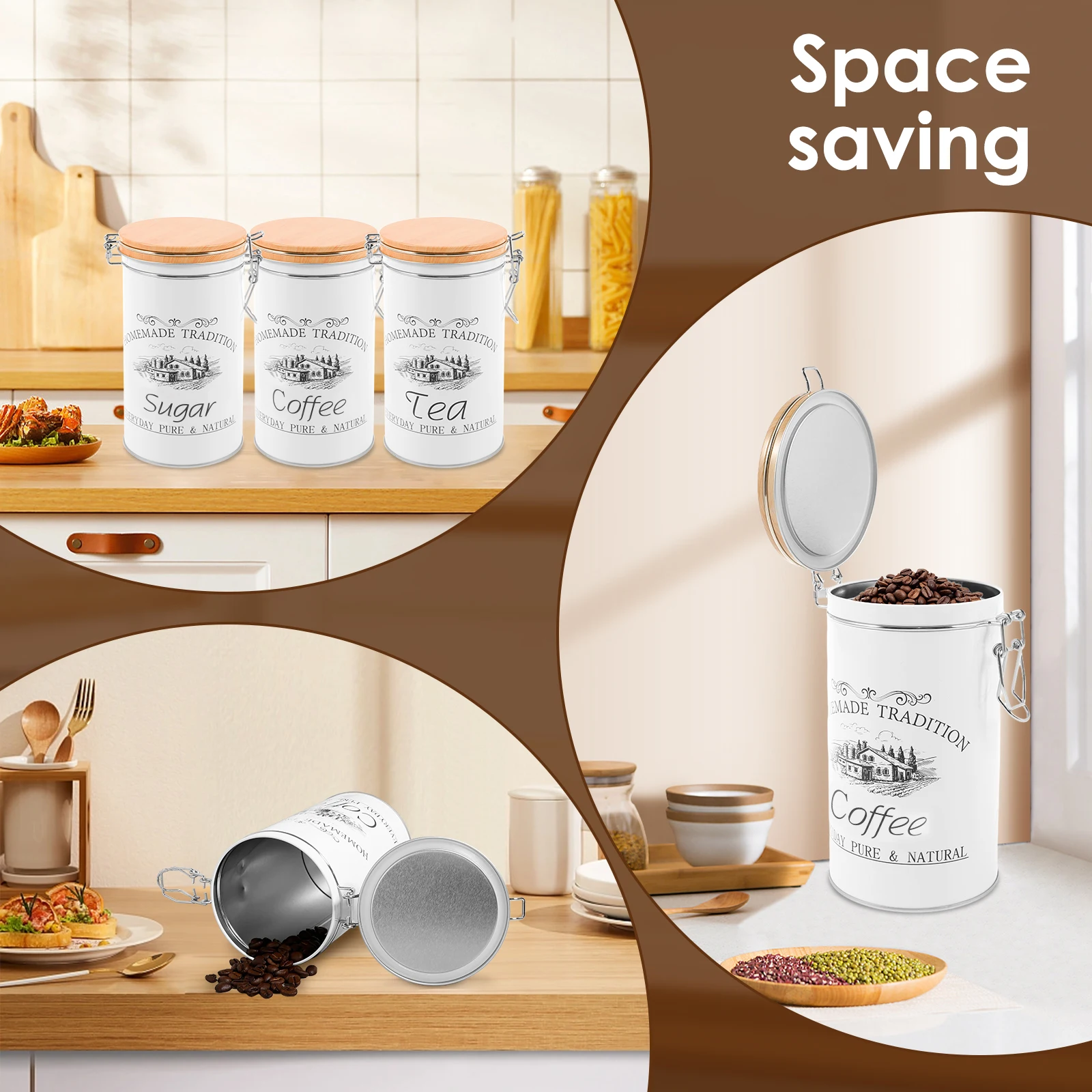 3Pcs/Set Tea Coffee Sugar Cani - Coffee Tea Sugar Canister Set ulasan dan harga