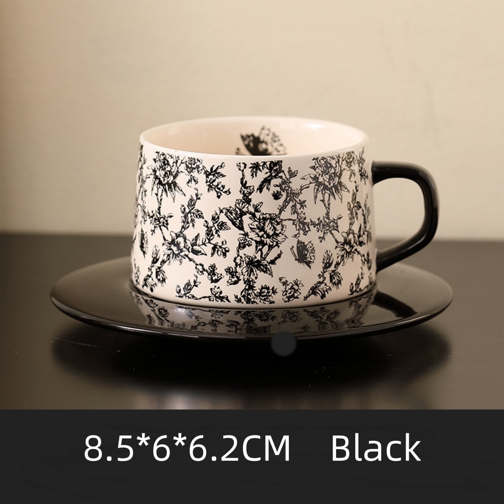 Vintage Flowers Pattern Coffee - Espresso Cup Saucer ulasan dan harga