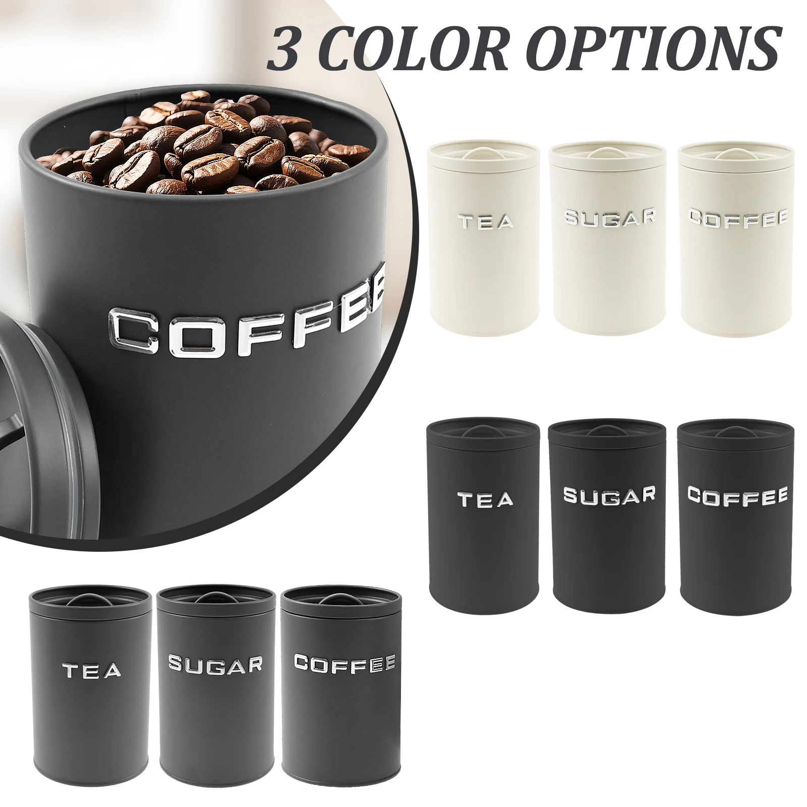 3 Pcs Tea Coffee Sugar Caniste - Coffee Tea Sugar Canister Set ulasan dan harga