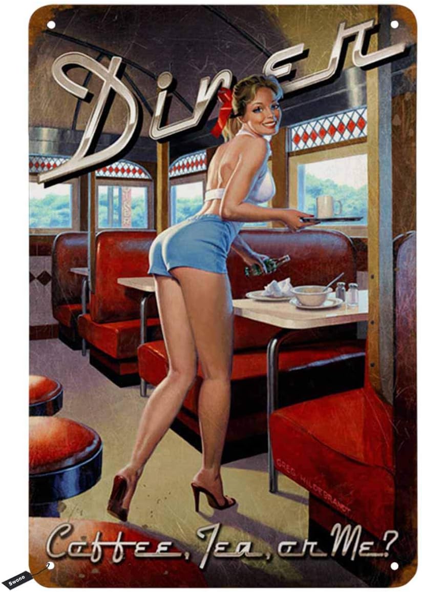 Swono Dinner Tin Signs,Pinup G - Coffee Tea You And Me ulasan dan harga