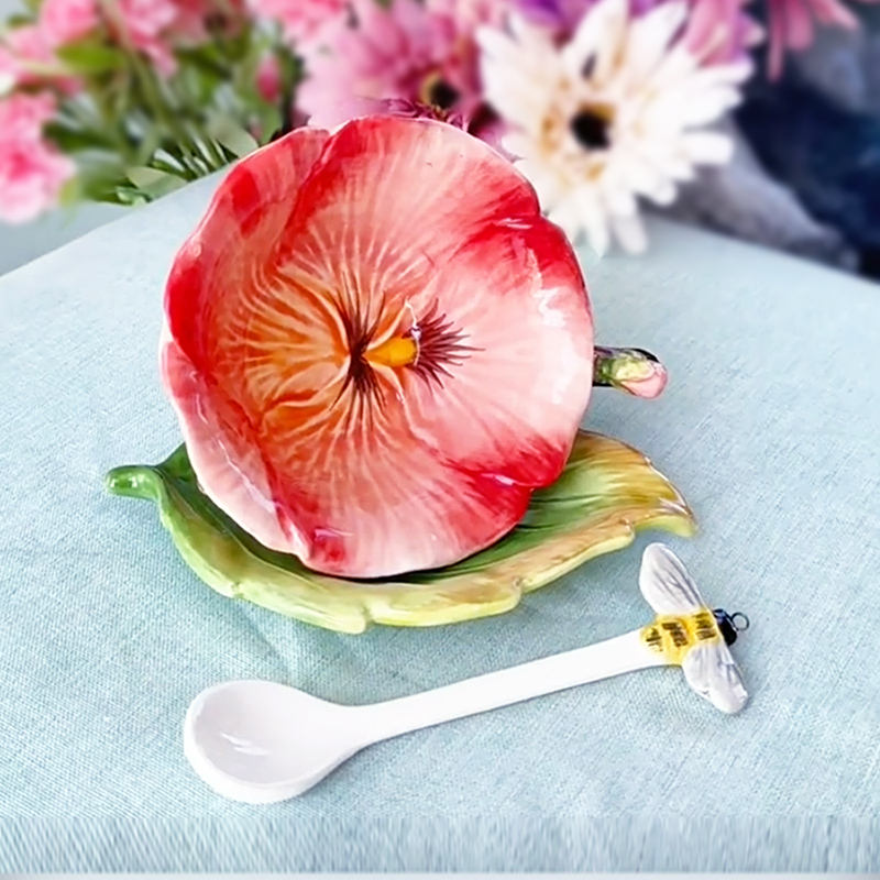 Ceramic Flower Coffee Cup with - Coffee Or Tea Please ulasan dan harga